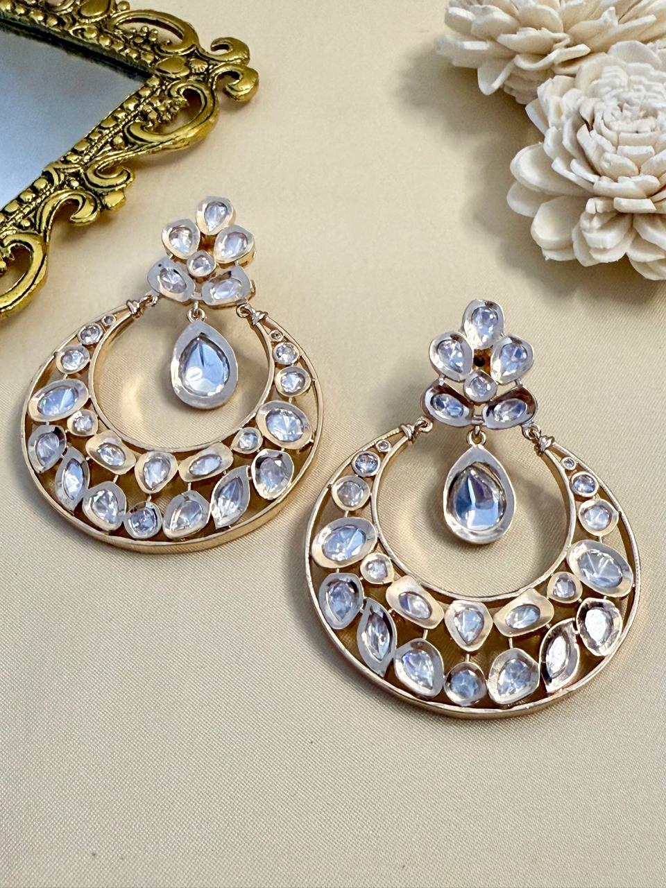 Kiyaana studded chaandbaali - White
