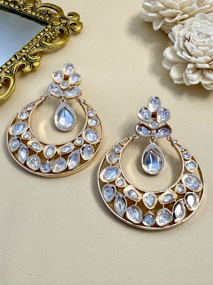 Kiyaana studded chaandbaali - White
