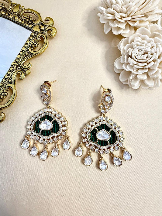 Alira stone danglers - Green