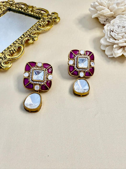 Myra drop studs - Ruby