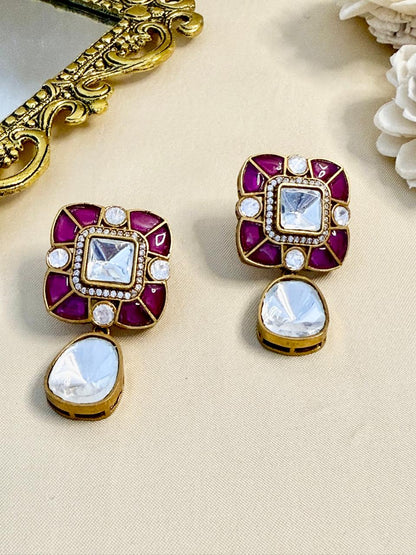 Myra drop studs - Ruby