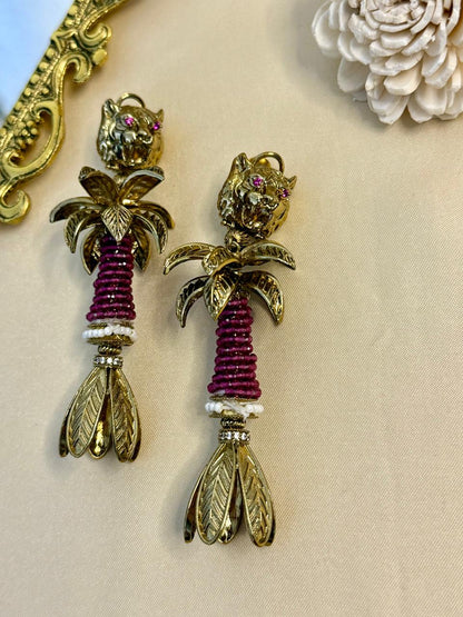 Boho baagh danglers - Magenta