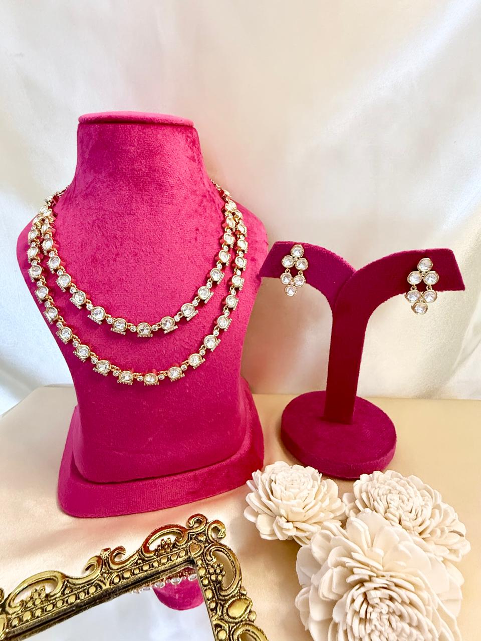 Aurelia double layered Necklace Set - White