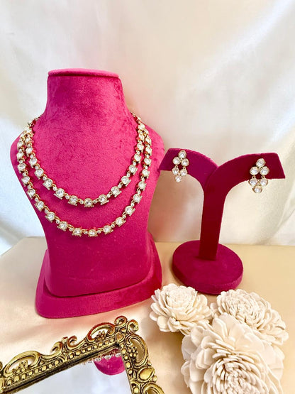 Aurelia double layered Necklace Set - White