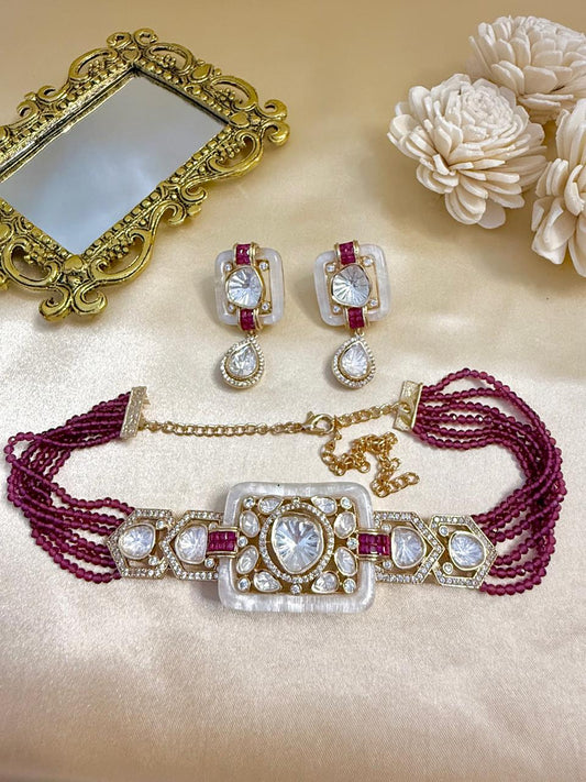 Raina Choker Set - Magenta