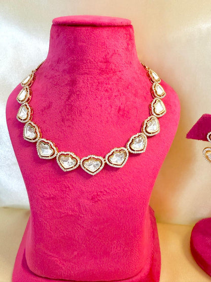 Diana Heart Necklace Set - White