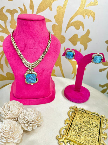 Kriti Necklace set - Sky blue