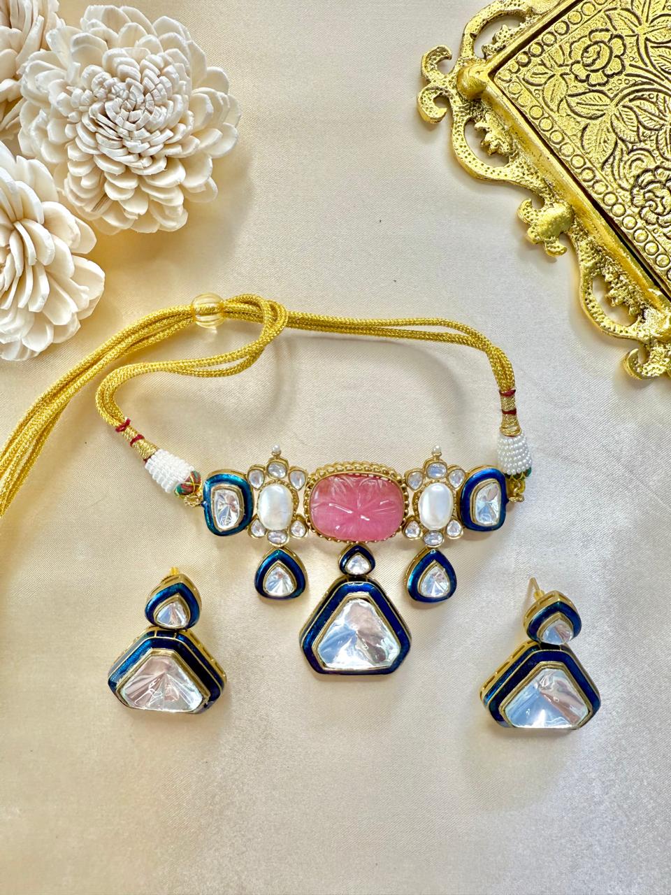 Kiana Choker set - Pink & Blue