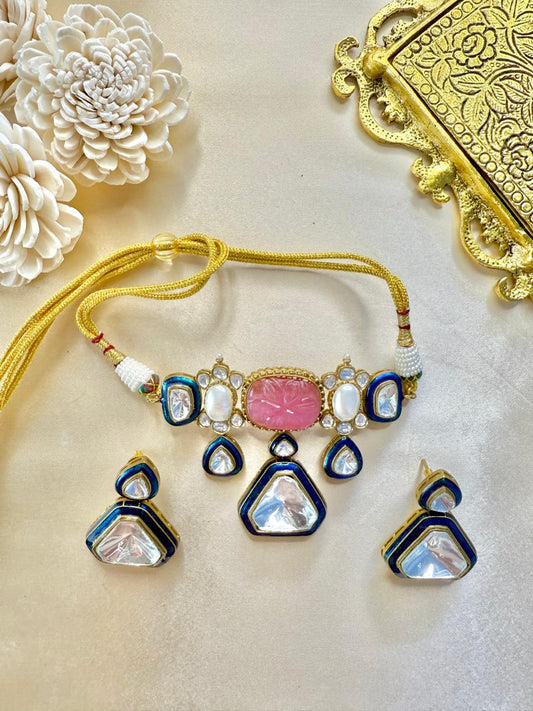 Kiana Choker set - Pink & Blue