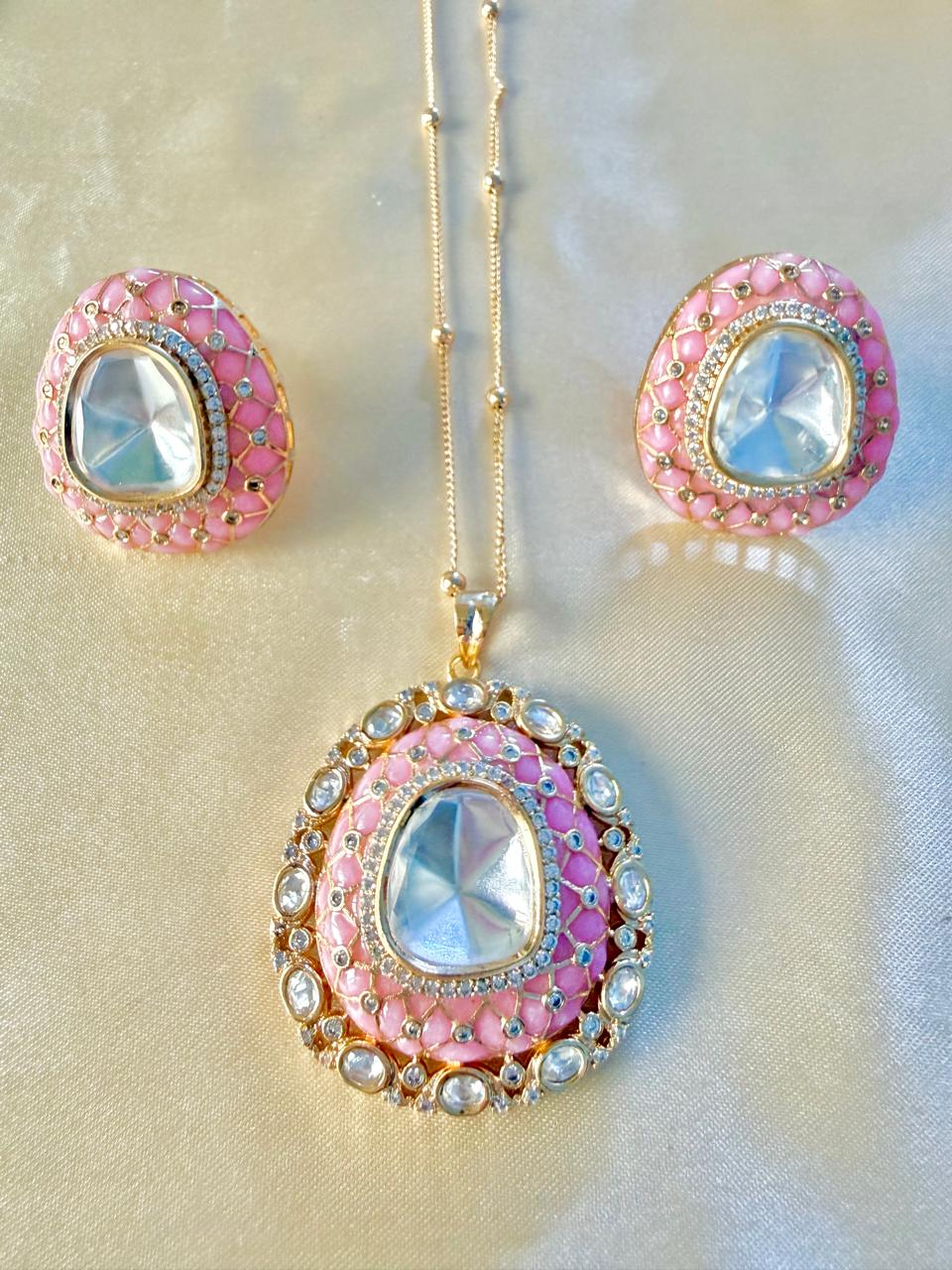Ananya pendant set - Pink