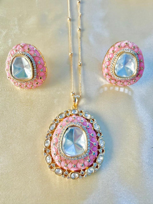 Ananya pendant set - Pink