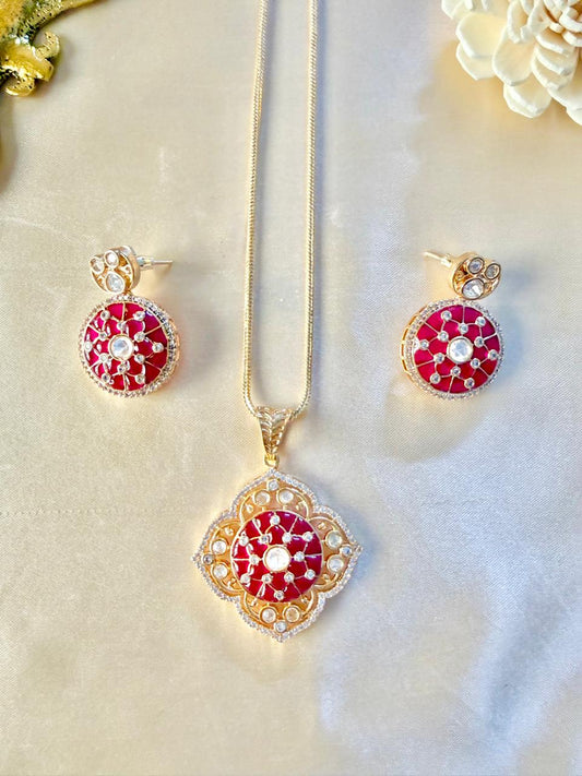 Ziva pendant set - Ruby