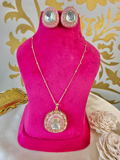 Ananya pendant set - Pink