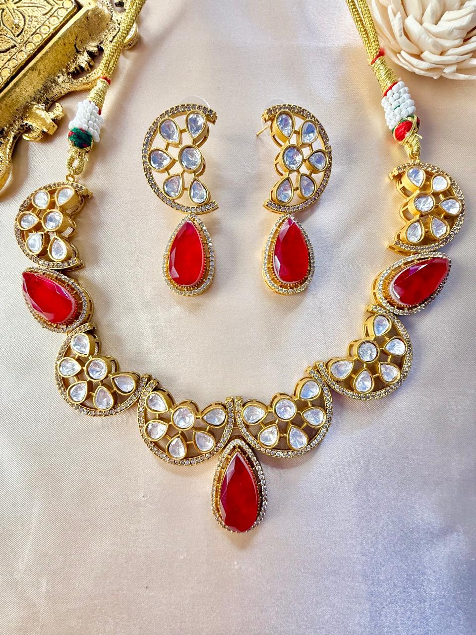 Sheeba Stone Necklace - Red