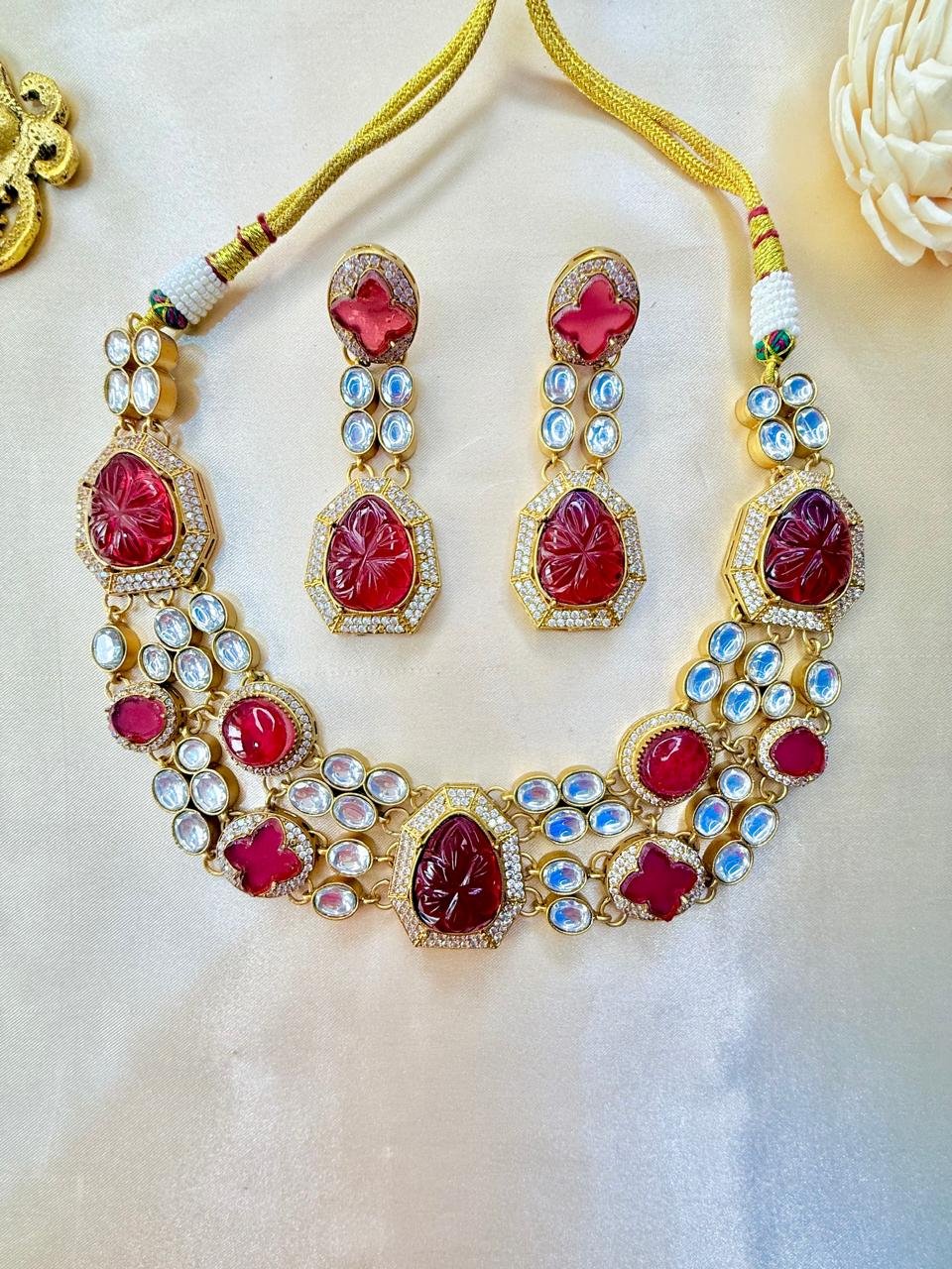 Kaveri choker set - Ruby