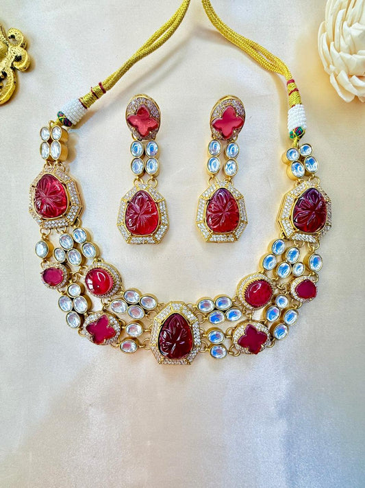 Kaveri choker set - Ruby