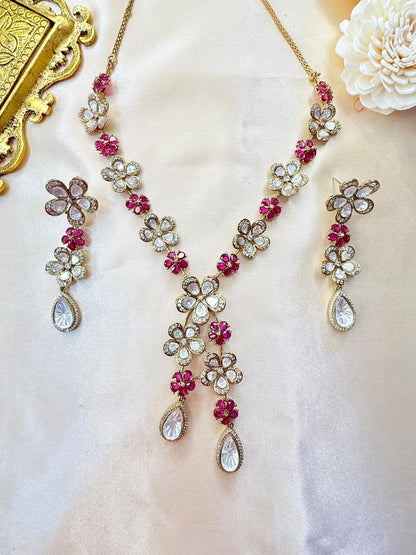 Nora necklace set - Magenta
