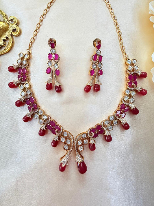 Niharika necklace set - Ruby