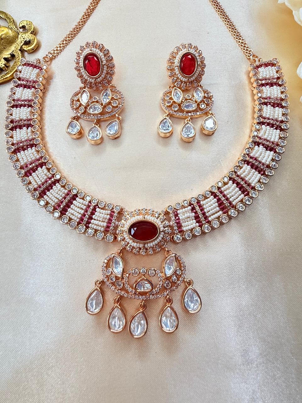 Heer necklace set - Ruby