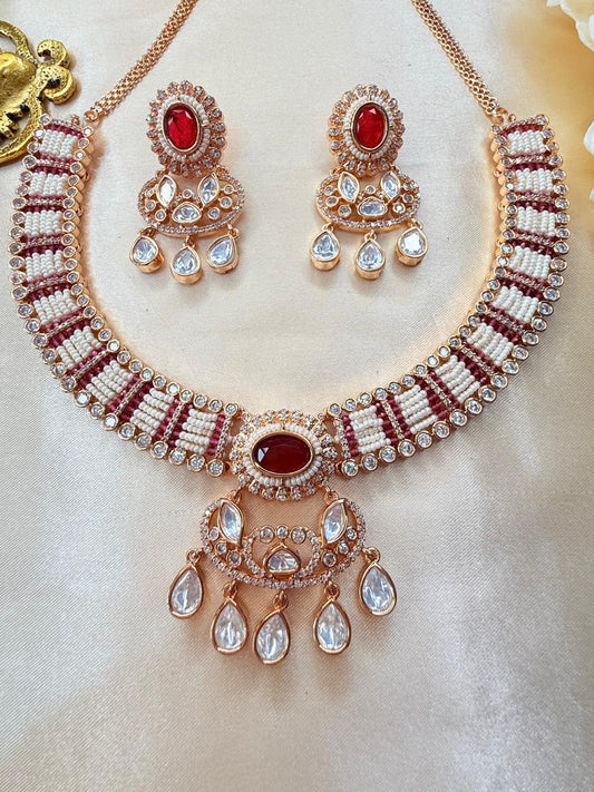 Heer necklace set - Ruby