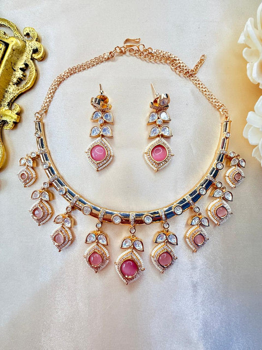 Sunaina necklace set - Pink