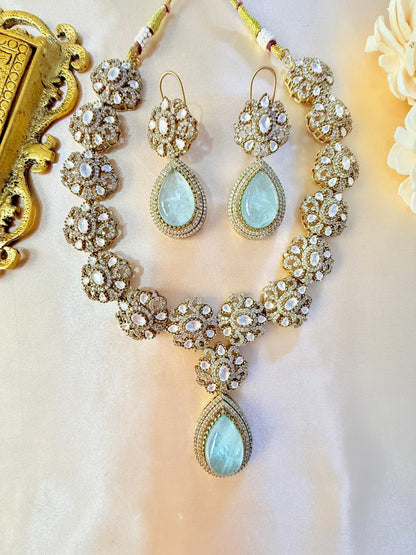Tavishi necklace set - Sky blue