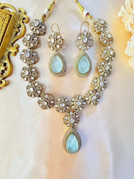 Tavishi necklace set - Sky blue