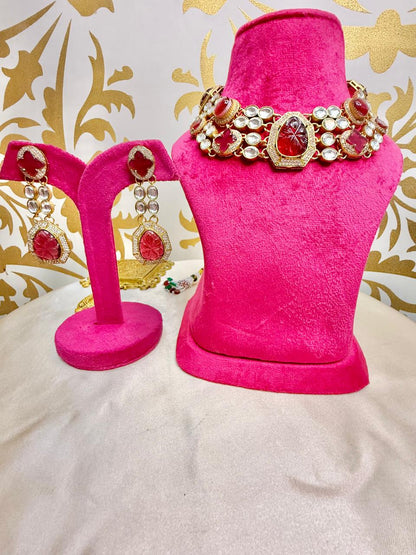 Kaveri choker set - Ruby
