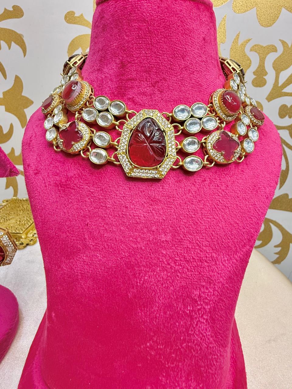 Kaveri choker set - Ruby
