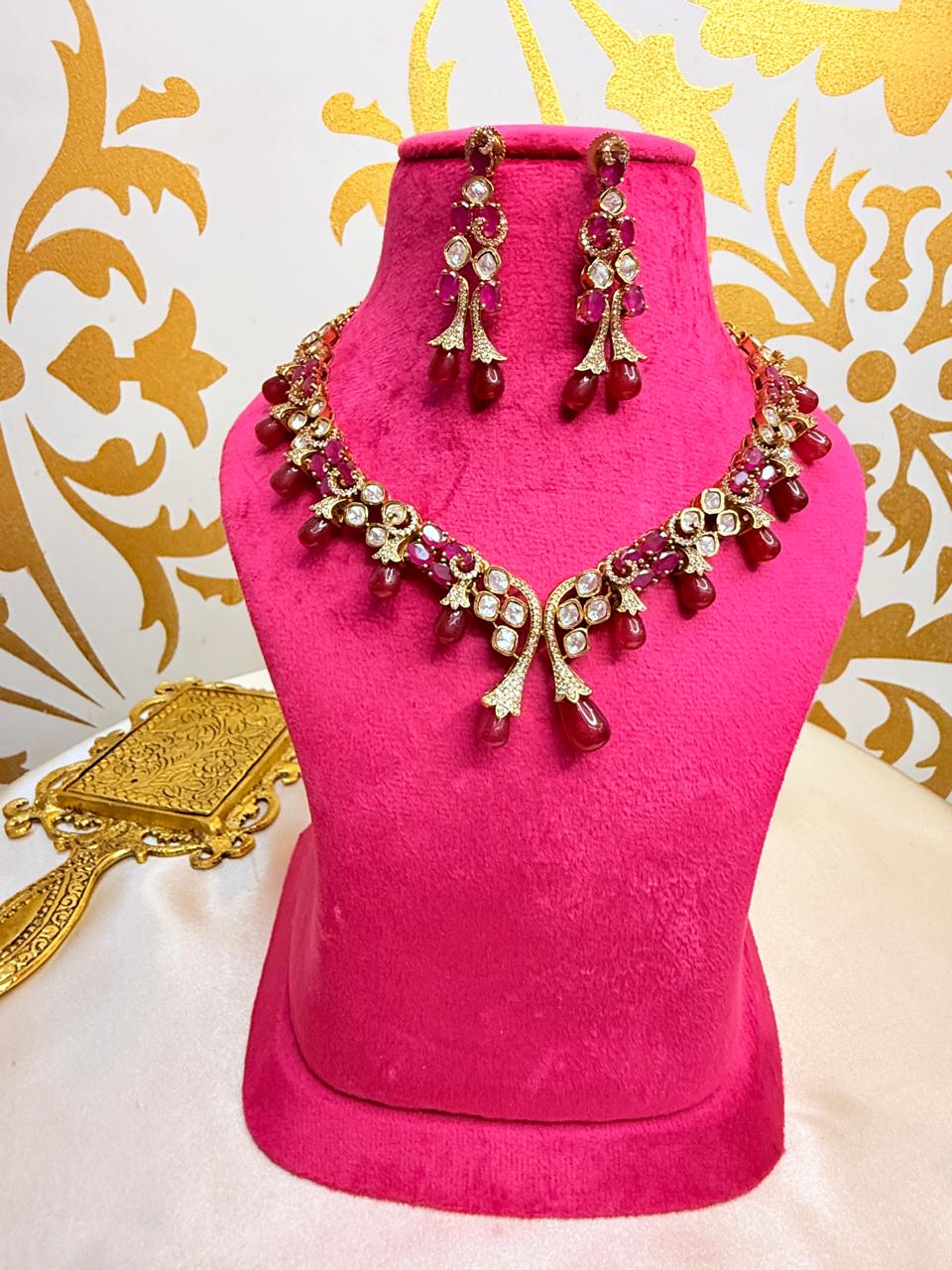 Niharika necklace set - Ruby
