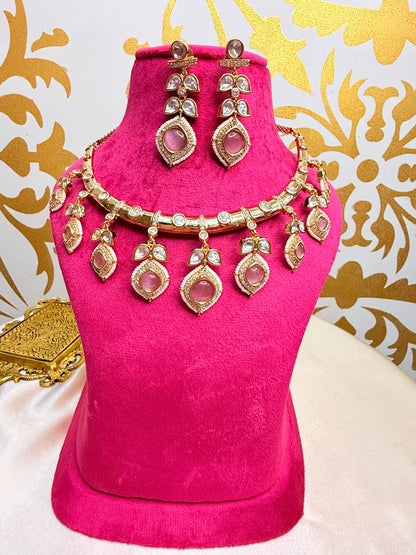 Sunaina necklace set - Pink