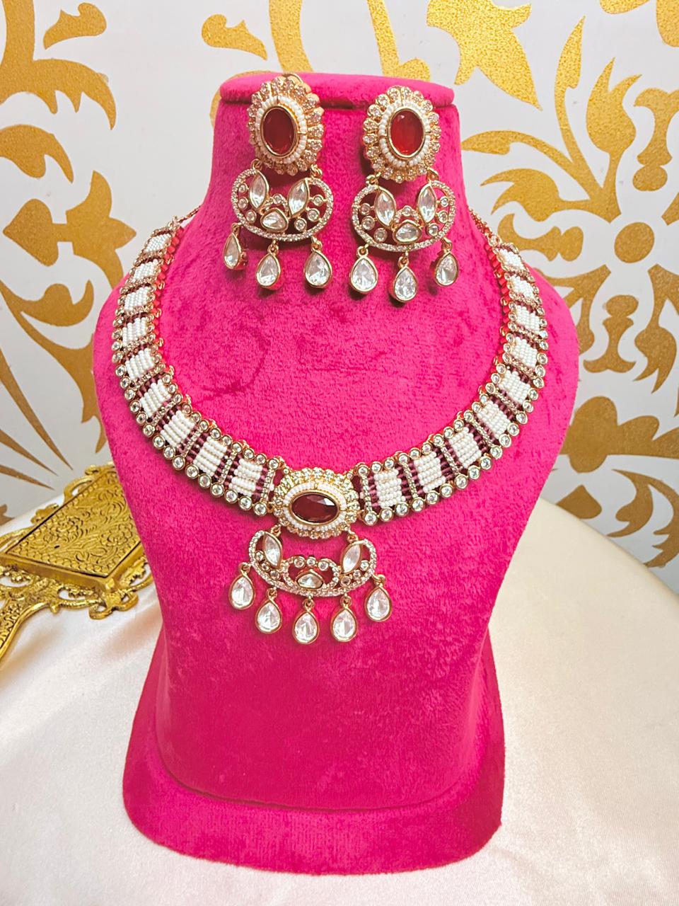 Heer necklace set - Ruby