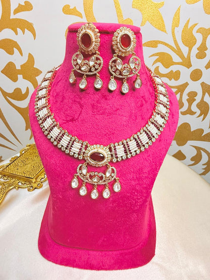 Heer necklace set - Ruby