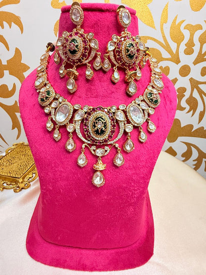 Krisha necklace set - Magenta & Green