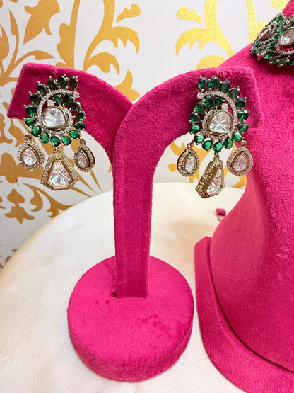Priyal necklace set - Green (With Maangtika)