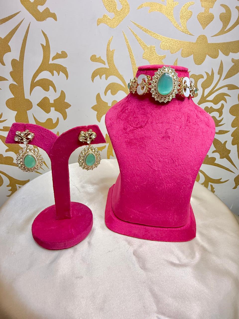 Nayana choker set - Mint