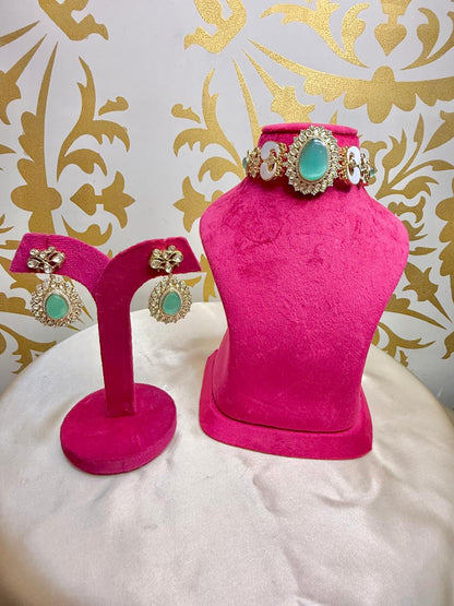 Nayana choker set - Mint