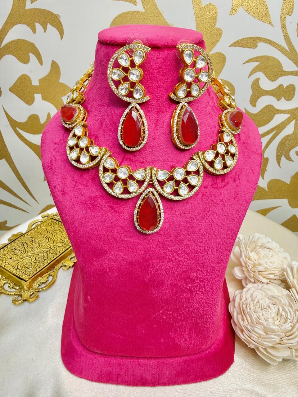 Sheeba Stone Necklace - Red