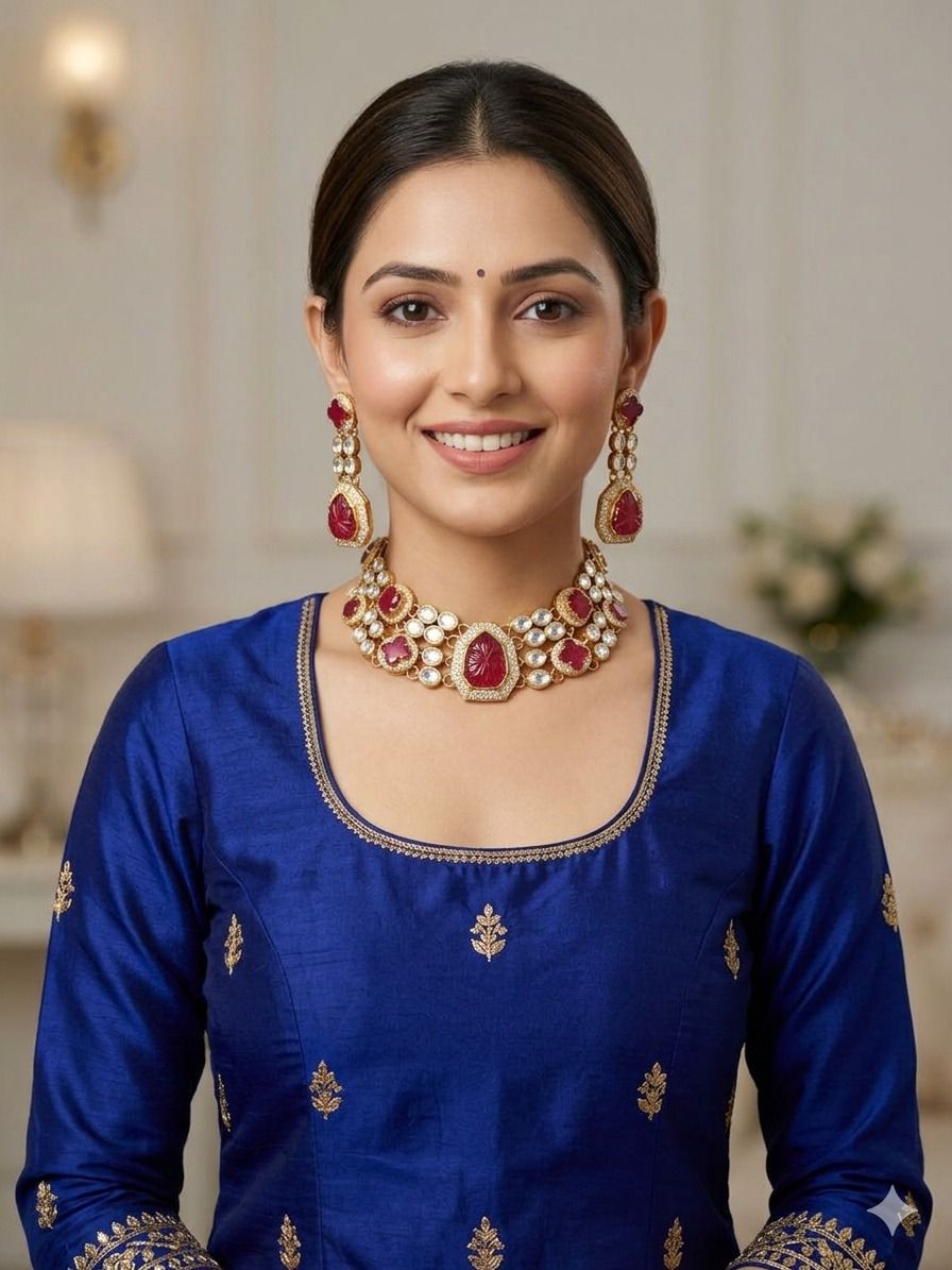 Kaveri choker set - Ruby
