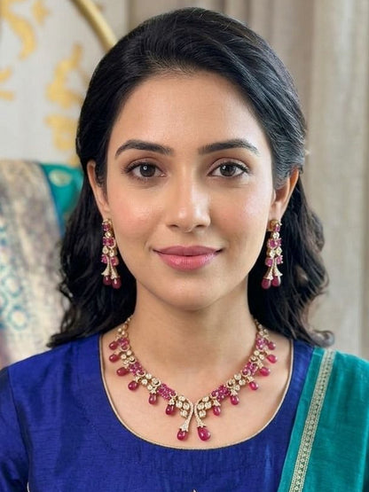 Niharika necklace set - Ruby