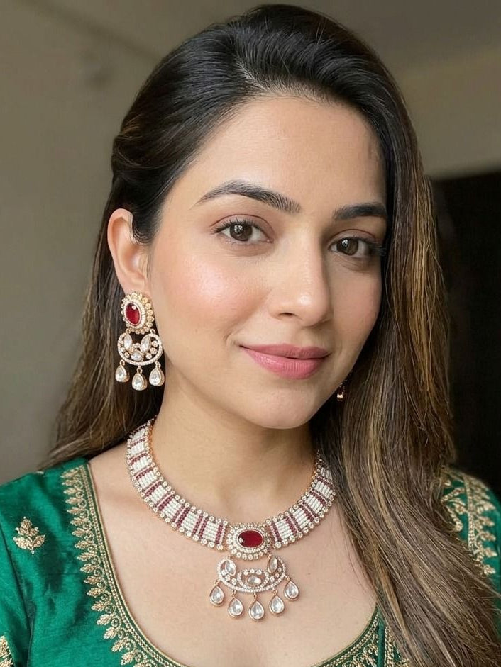 Heer necklace set - Ruby