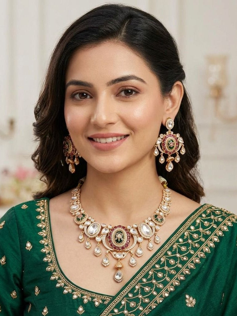 Krisha necklace set - Magenta & Green