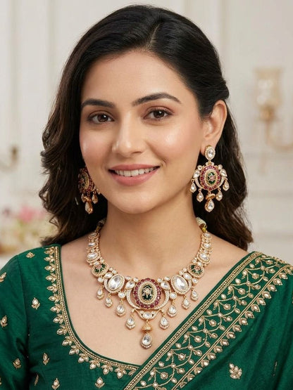 Krisha necklace set - Magenta & Green