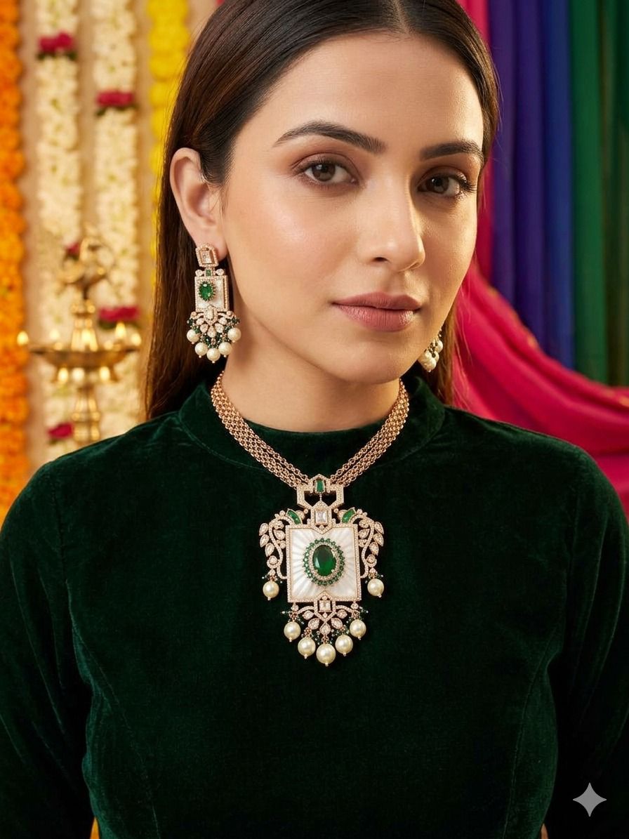 Gauri necklace set - Green