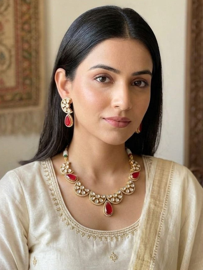 Sheeba Stone Necklace - Red