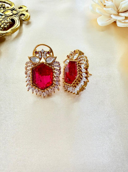 Garima stone studs - Red