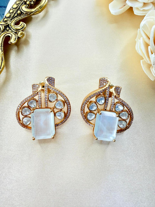 Shaya stone studs - White