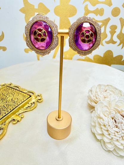 Divya stone studs - Purple