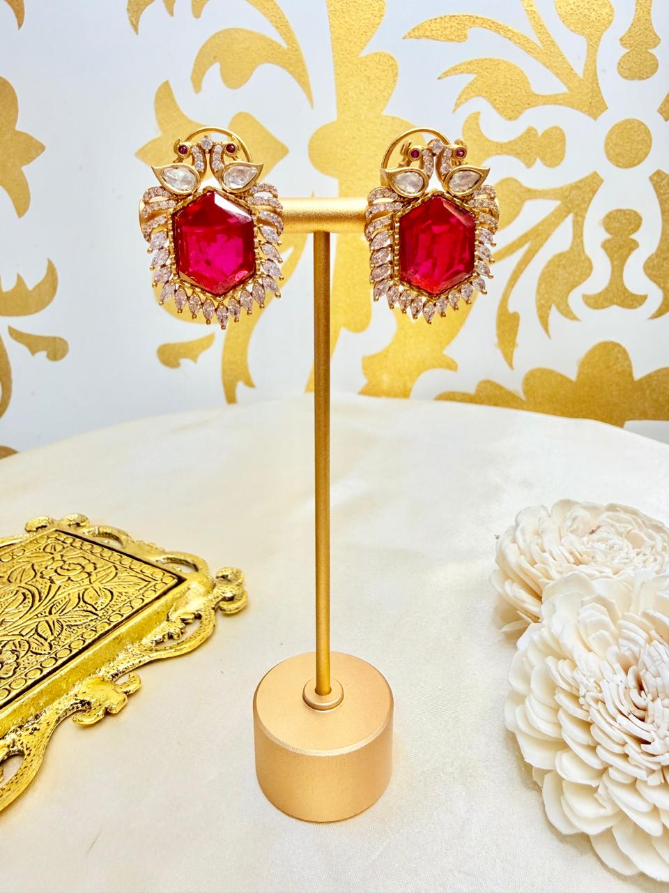 Garima stone studs - Red