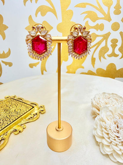 Garima stone studs - Red